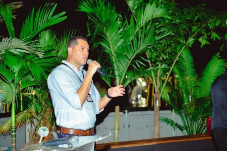 District Sales Manager at Caterpillar, Diego Messias, addressing the ‘Sip & Chat’ gathering at the recently concluded International Building Expo