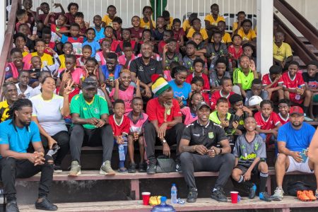 Participants and officials prior to the start of the ‘Kool Kidz Summer Festival’