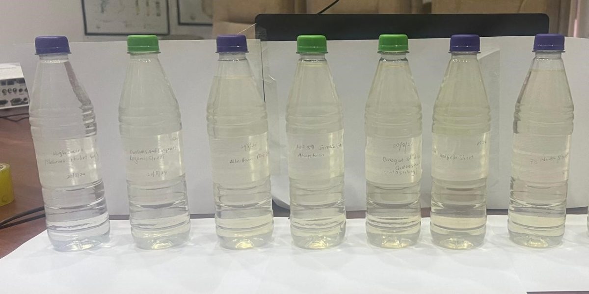 GWI water samples taken on August 20 from various areas in Central Georgetown which indicate improvements in the clarity of the water