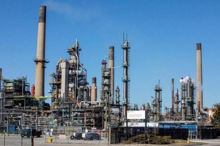 General view of the Imperial Oil refinery, located near Enbridge’s Line 5 pipeline in Sarnia, Ontario, Canada March 20, 2021. REUTERS/Carlos Osorio/File Photo 