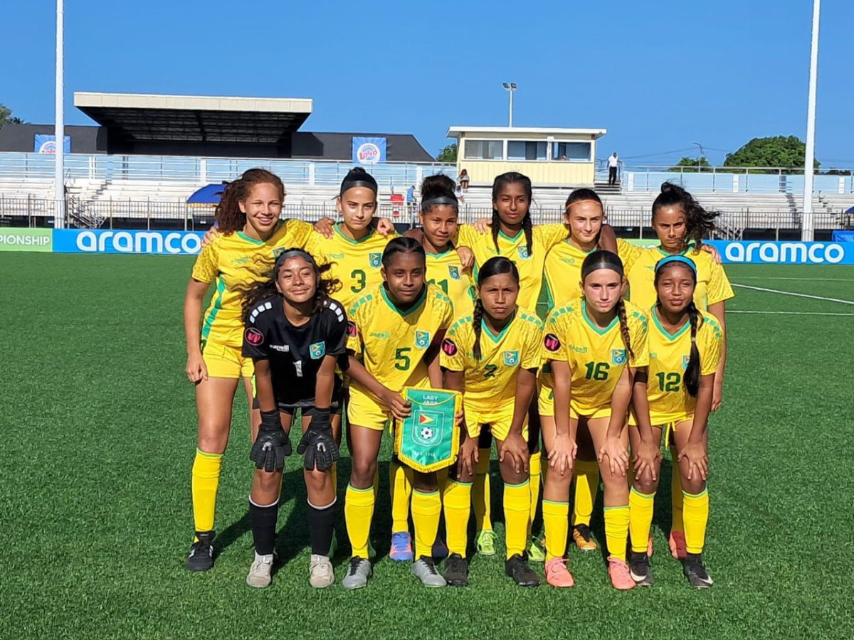 The Lady Jaguars U-15 starting XI, which took the field against Guadeloupe