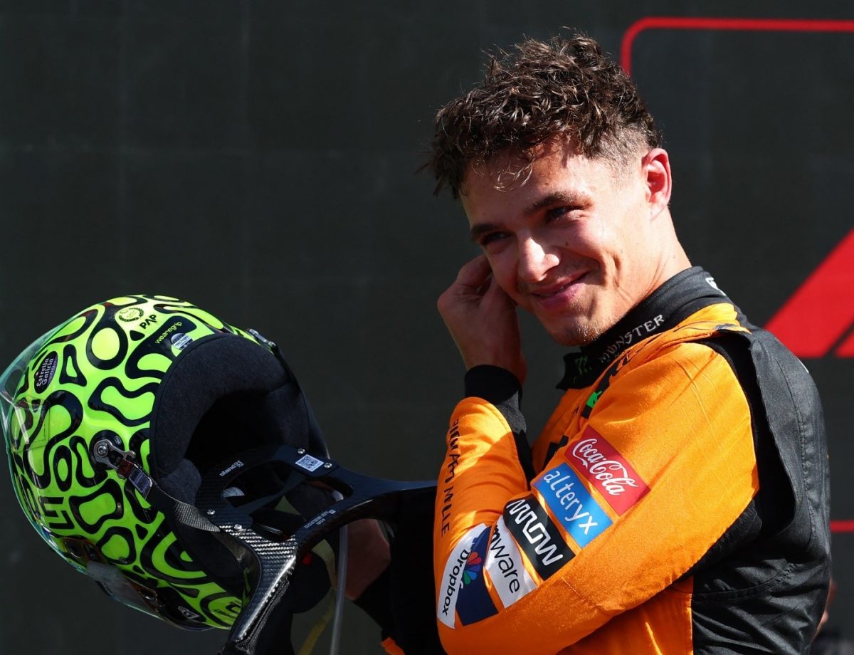 Lando Norris celebrates after winning the Dutch Grand Prix REUTERS/Lisi Niesner 