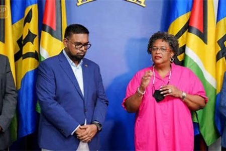 Lead Heads on regional food security Prisident Irfaan Ali and Prime Minister Mia Mottley  