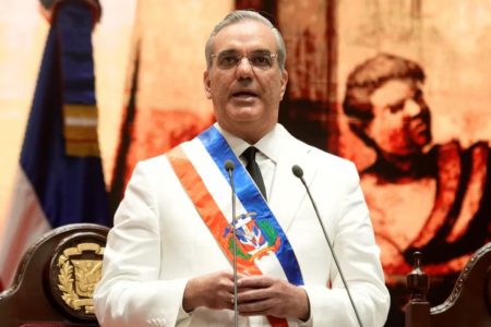 President of the Dominican Republic Luis Abinader speaks after he assumed his second four-year term in Santo Domingo, Dominican Republic, August 16, 2024.