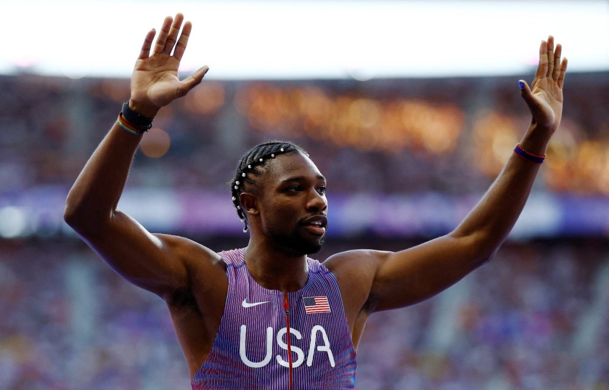 Noah Lyles of United States celebrates after winning heat 6. REUTERS/Sarah Meyssonnier 