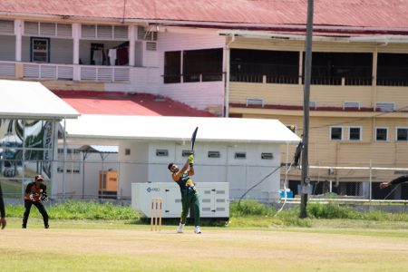 A scene from the opening day in the ‘One Guyana’ T10 Tapeball Blast