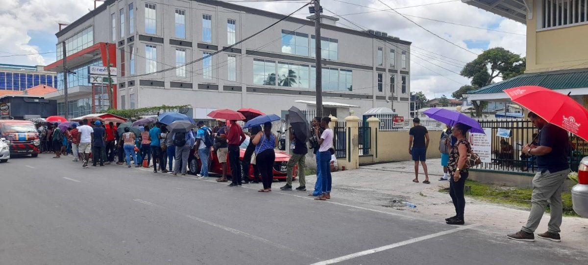 The line outside of the box office compound 