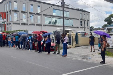 The line outside of the box office compound 