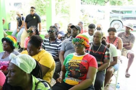 Some of the poultry farmers at the meeting at Uitvlugt (DPI photo)
