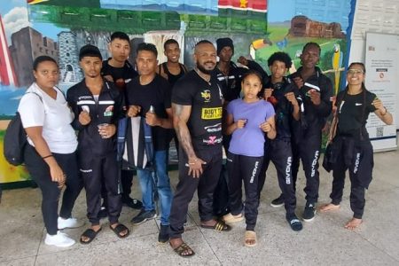 Several members of the Surinamese
contingent following their arrival on local shores
