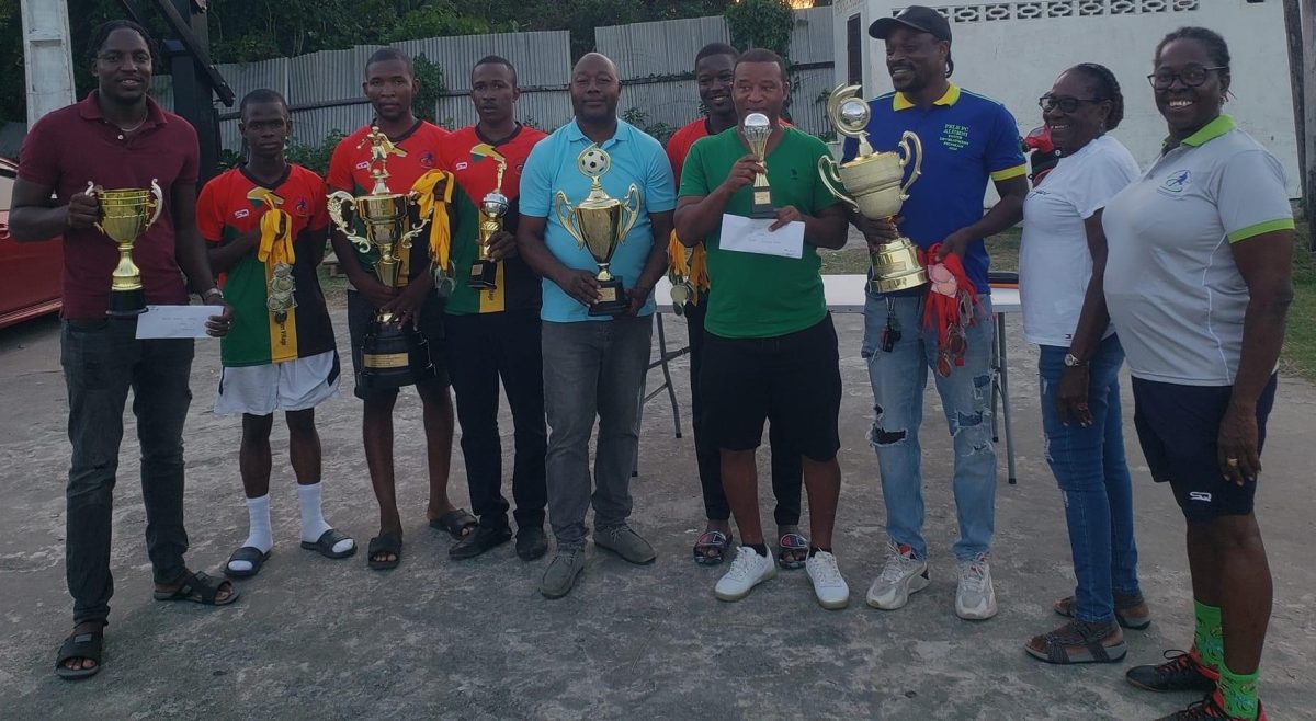 Representatives from the top four finishers displaying their spoils at the conclusion of the presentation ceremony for the East Coast Sweet 16 Football Championship (Pic Saved as Sweet 16 Football All Teams)