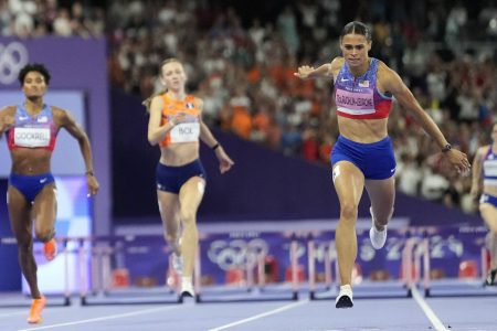 Dominant! Defending champion USA’s Sydney McLaughlin-Levrone smashed the women’s 400m hurdles world record for the sixth time en route to the title (World Athletics Photo).
