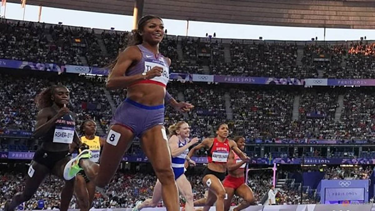 Women's 200m Semi-Final 2 - Stade de France, Saint-Denis, France - August 05, 2024. Gabrielle Thomas of United States in action. REUTERS/Pawel Kopczynski