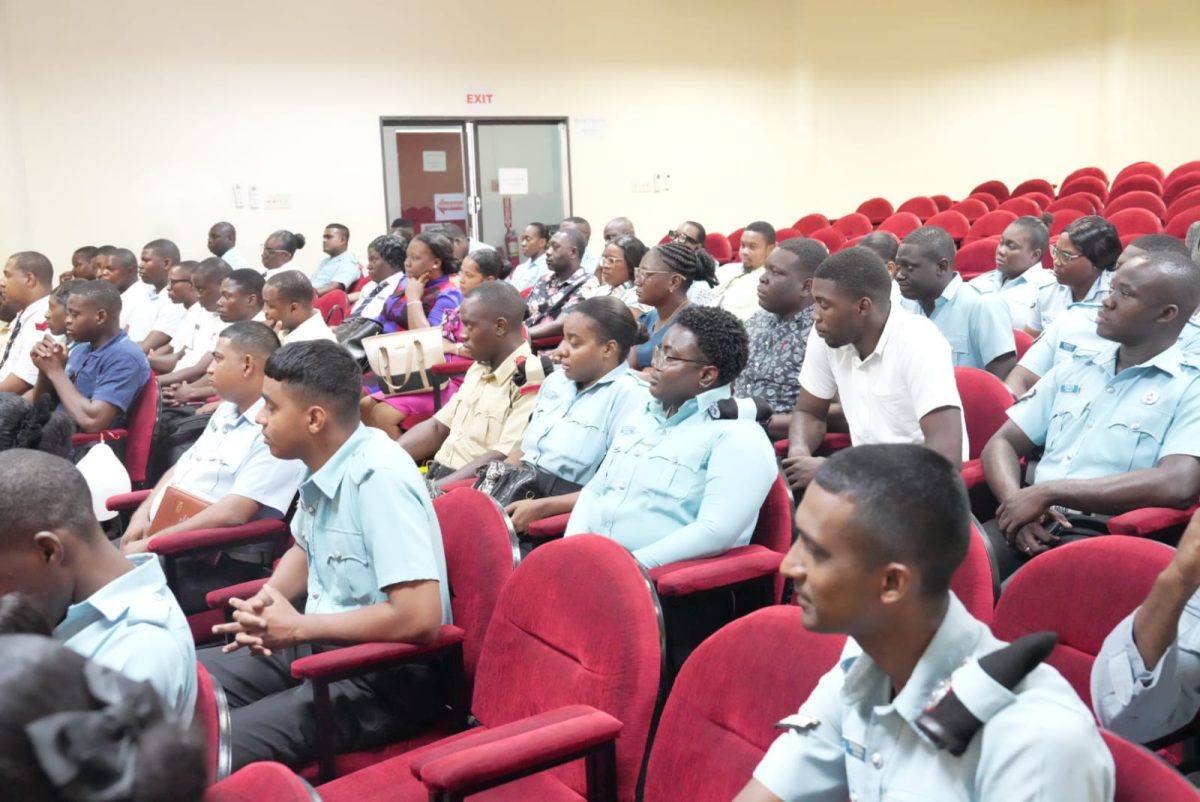 The launch of Cohort 3 of the Junior Leaders Training Programme at the Officers’ Training Center, Eve Leary, yesterday (a GPF photo)