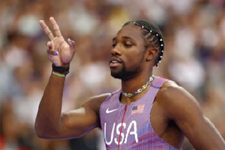 Noah Lyles of United States before the start of
semi-final 2 REUTERS/Kai Pfaffenbach/File Photo