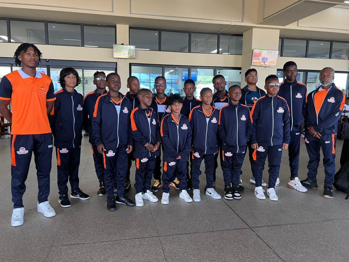 Members of the Vurlon Mills Football Academy prior to their departure for Trinidad and Tobago