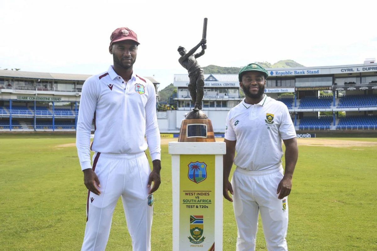 Any possibility of a positive result in the first test for the visitors was thwarted by the weather. South African captain Temba Bavuma (right) will be hopeful for clear skies today at the National Stadium in Providence.