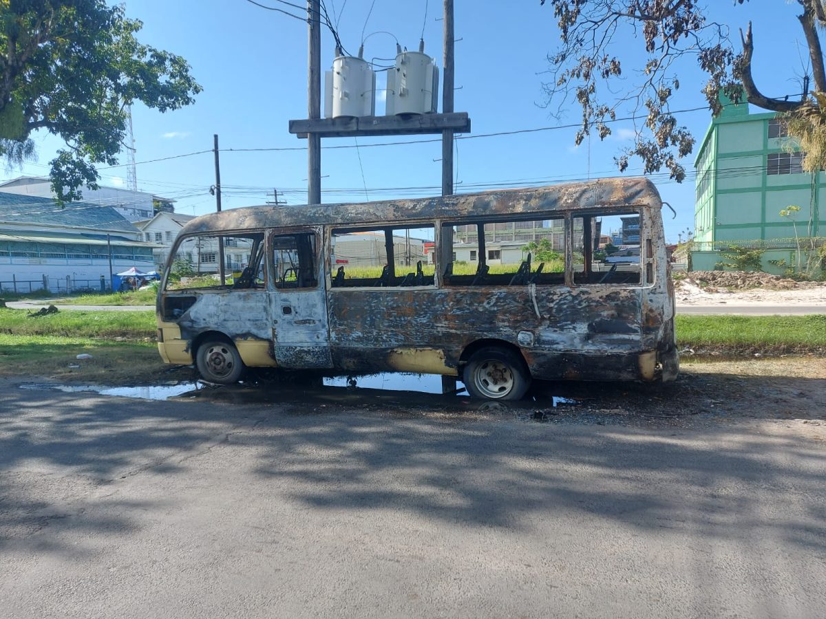 The remains of the bus after the fire