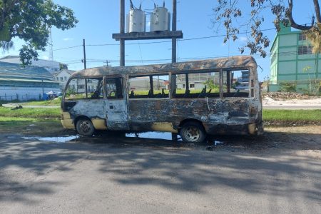 The remains of the bus after the fire