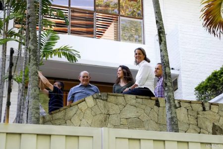 Venezuelan opposition members (from left) Humberto Villalobos, Omar Gonzalez, Claudia Macero, Magalli Meda and Pedro Urruchurtu Noselli are pictured at the Argentine embassy, where they have sought asylum since March, after Argentine diplomats were expelled from Venezuela, in Caracas, Venezuela on Thursday. (Reuters photo)