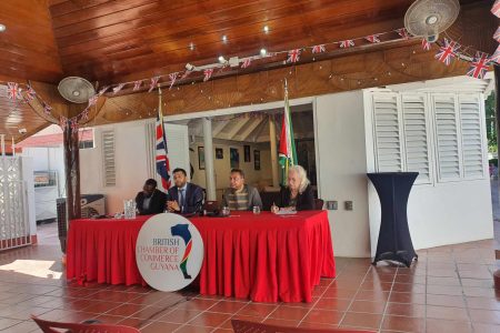 The panel at yesterday’s press conference. From right are Jane Miller, Peter Ramsaroop and Faizul Khan