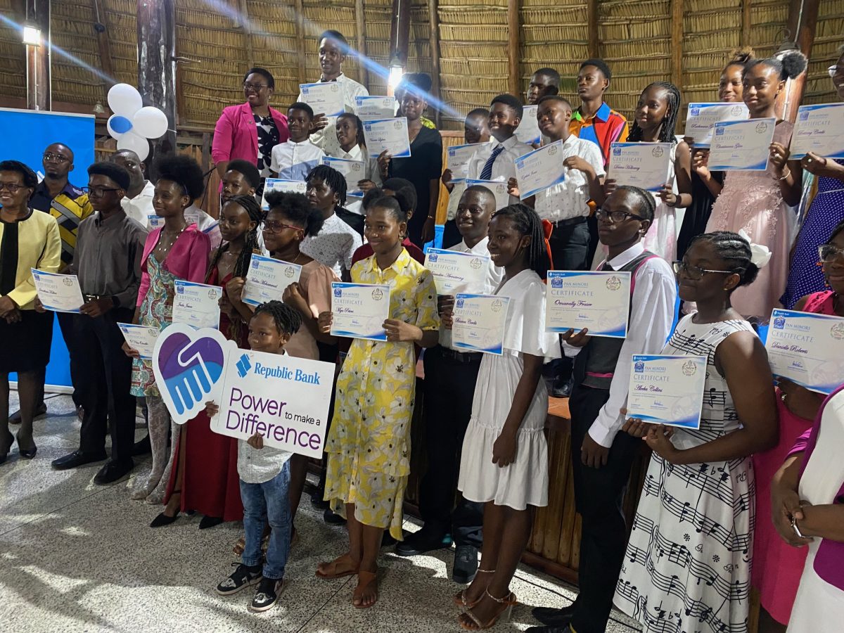 The children with their certificates at the closing ceremony
