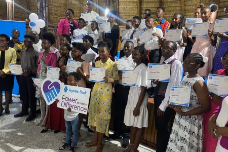 The children with their certificates at the closing ceremony
