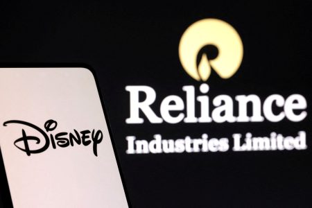 FILE PHOTO: Disney and Reliance logos are seen in this illustration taken, August 13, 2024. REUTERS/Dado Ruvic/Illustration/File Photo