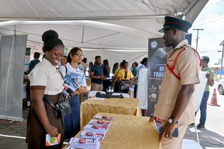 The Ministry of Home Affairs’ first annual Career Fair  was held on Friday at the Brickdam parking lot.  Under the theme “Empowering the Future Generation,” the event bustled with activity. (Ministry of Home Affairs photo)