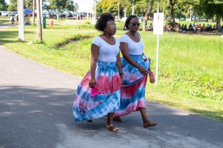 These two patrons at the ACDA event in the National Park yesterday were decked out in matching outfits. 