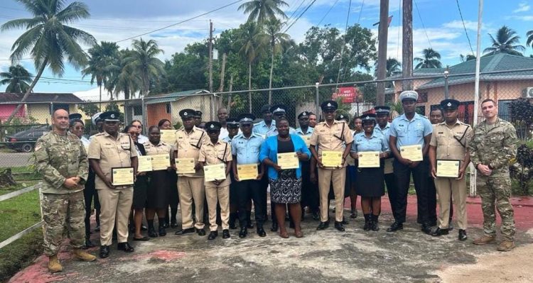 The trainers with the members of the police force (Police photo)