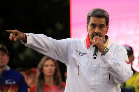 FILE PHOTO: Venezuelan President Nicolas Maduro speaks during a march amid the disputed presidential election, in Caracas, Venezuela August 3, 2024. REUTERS/Maxwell Briceno/File Photo