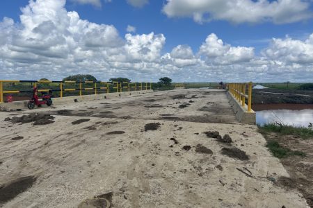 The newly constructed bridge aback Number 58 Corentyne connecting the farm to market road leading to the Canje Creek through rice and cattle pastures
