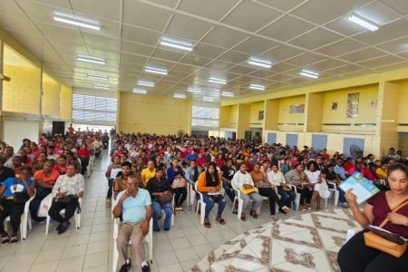 The packed auditorium