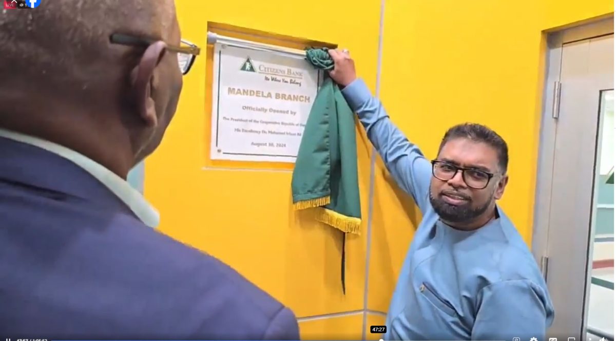 President Irfaan Ali unveiling the plaque