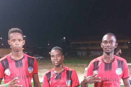 Riddim Squad scorers from left: Kelvin
Gordon, Jamal Harry and Dorville Stewart