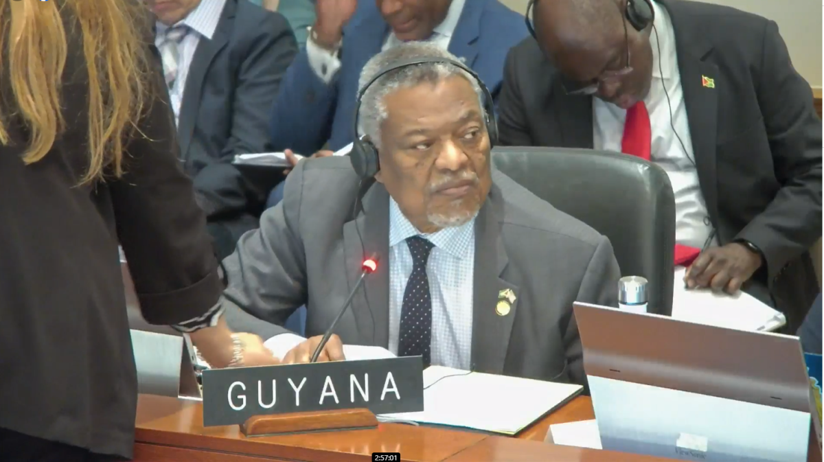 Ambassador to the OAS, Sam Hinds casting his vote.