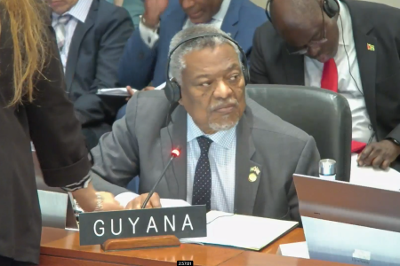 Ambassador to the OAS, Sam Hinds casting his vote.