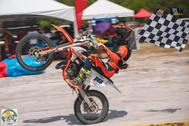 A rider performing a stunt during his race