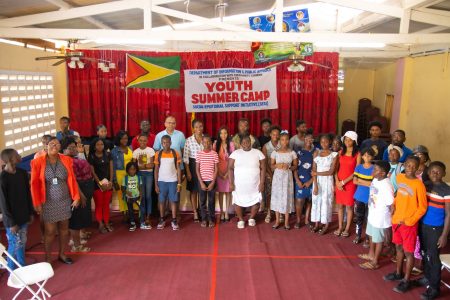 Yesterday, Minister of Health,  Dr Frank Anthony, attended the opening Ceremony of the Youth Summer Camp, at the Victoria Community Centre, East Coast Demerara. This camp is a collaboration between the Department of Public Information and Public Affairs and Community Leaders. (Ministry of Health photo)
