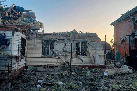 A view shows a damaged house following what local authorities called a Ukrainian military strike, in the course of the Russia-Ukraine conflict in the town of Sudzha in the Kursk Region, Russia, in this handout image released August 6, 2024. - Acting Governor of Kursk Region Alexei Smirnov via Telegram/Handout via REUTERS