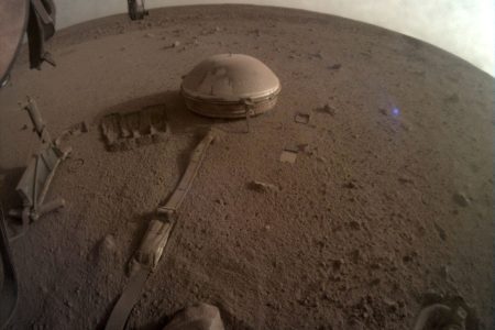 View of the InSight’s seismometer on the Martian surface, in one of the last images taken by NASA’s InSight Mars lander, on December 11, 2022. NASA/JPL