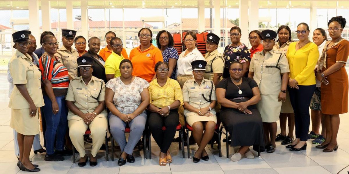 The policewomen who attended the meeting (Guyana Police Force photo)