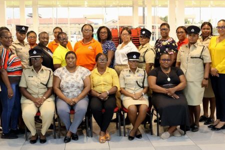 The policewomen who attended the meeting (Guyana Police Force photo)