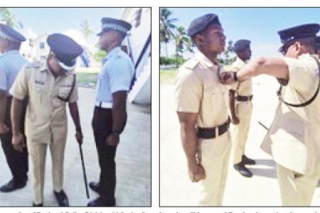 Commander of Regional Police Division #6 Senior Superintendent Shivpersaud Bacchus inspecting the recruits 