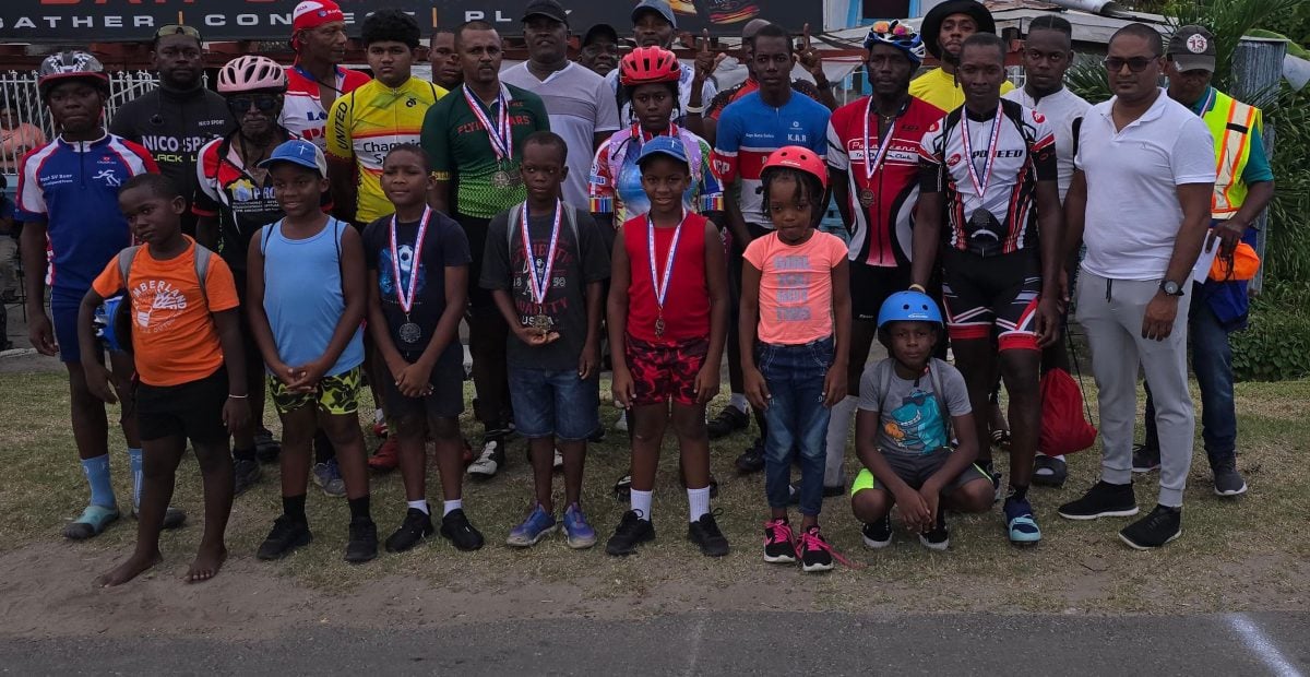 The respective divisional winners and top three finishers in the 3rd Annual Ian Amsterdam ‘Ride around Town’ Cycling Road Race.