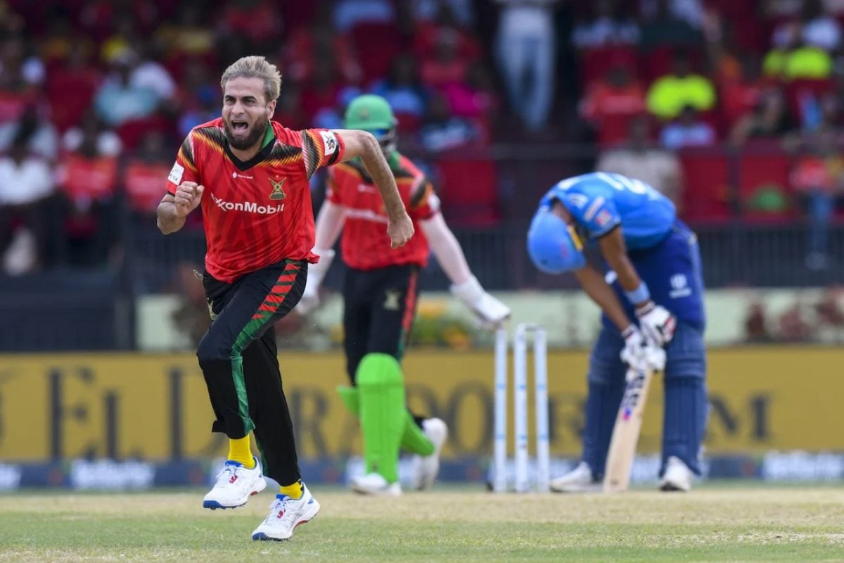 Amazon Warriors captain Imran Tahir celebrates after bowling Roston Chase for 5 (CPL Photo)