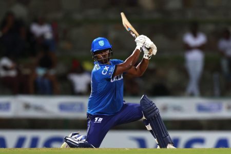 Johnson Charles scores through the off-side during his unbeaten 47 (CPL Photo)