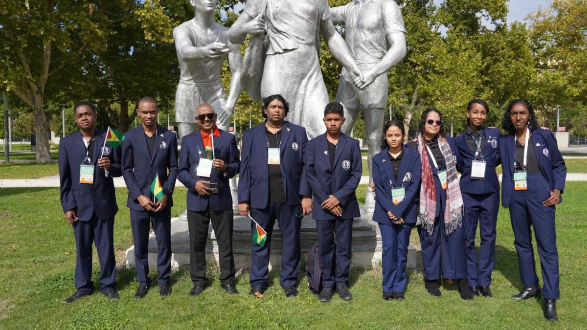 The Guyanese Chess team in Hungary. They rebounded from consecutive losses with victory in the third round. 