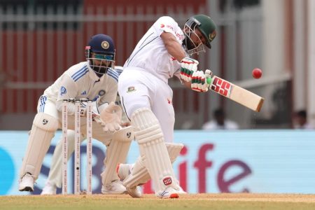 Najmul Hossain Shanto offered resistance with a gritty 82 but couldn’t prevent the defeat for the visitors (ESPN Cricinfo Photo)